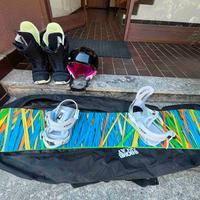 Snowboard,Scarponi, Casco,Sacca attrezzatura