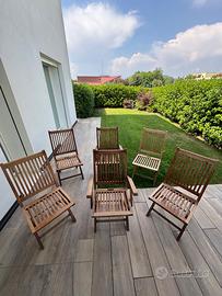 SET 6 SEDIE GIARDINO VERO TEAK (2 con braccioli)