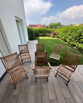 SET 6 SEDIE GIARDINO VERO TEAK (2 con braccioli)