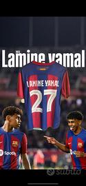 Maglia autografata lamine yamal barcellona 2023