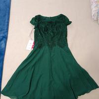 Vestito abito jj's house da damigella verde scuro,