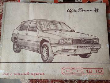 Libretto Uso Manutenzione Alfa Romeo 33 vintage