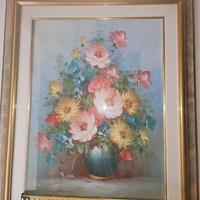 Quadro Olio su Tela Robert Cox - Vaso di Fiori con