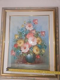 Quadro Olio su Tela Robert Cox - Vaso di Fiori con