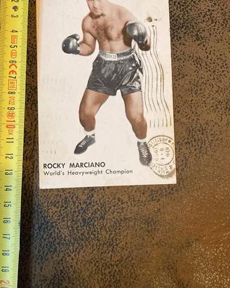 Cartolina Rocky Marciano 1955 firmata Aldo Spoldi