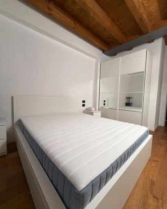 Letto contenitore Malm Ikea bianco con materasso