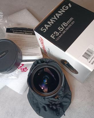 8mm samyang fish eye f 3.5 umc cs ii attacco canon