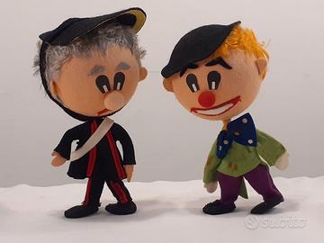 2 pupazzi in pannolenci anni 60 carabiniere clown