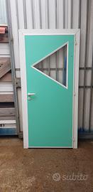 Porta Portoncino con oblo trasparente verde 90x202
