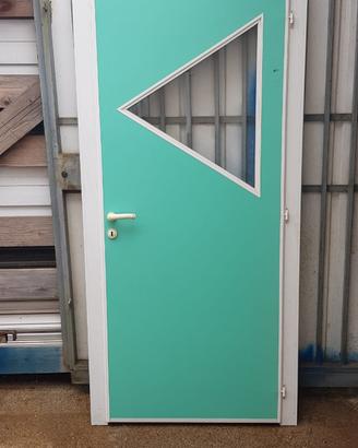 Porta Portoncino con oblo trasparente verde 90x202