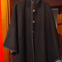 Mantella blu in lana con cappuccio