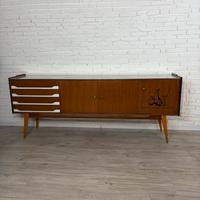 Credenza sideboard anni 50/60 mogano e vetro