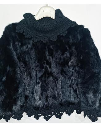 Poncho pellicciato nero size S marca ...(°..°.)...