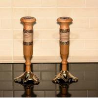 Candelabri porta candele ottone legno marmo