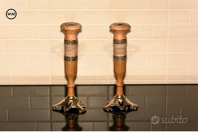 Candelabri porta candele ottone legno marmo