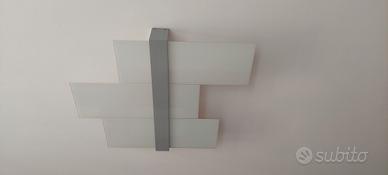 3 lampadari vetro satinato e inserti grigi laccati