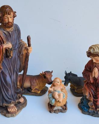 Set Presepe Sacra Famiglia con Bue e Asinello (5 P