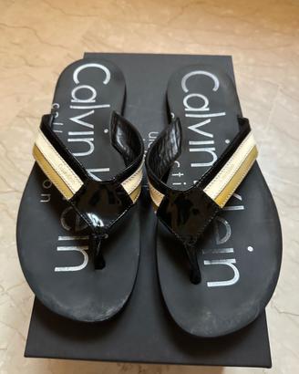 infradito in pelle calvin klein