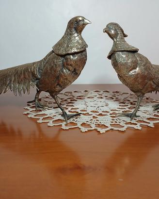 Coppia di fagiani in placatti argento