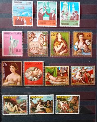 francobolli Paraguay lotto 18 valori nuovi