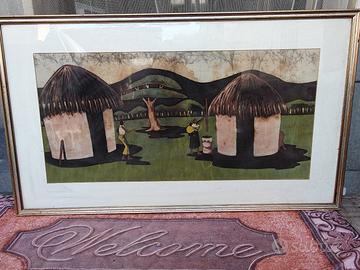 batik con cornice dorata