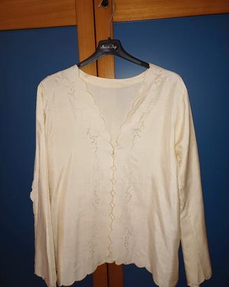 Camicia kimono lingerie in seta ricamata a mano