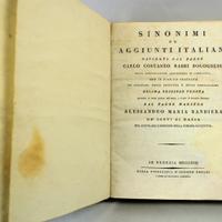 Antico volume "Sinonimi ed Aggiunti Italiani" 1817