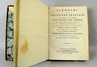 Antico volume "Sinonimi ed Aggiunti Italiani" 1817