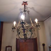 Lampadario vintage in ferro battuto anni 60 / 70