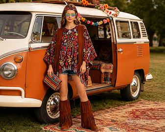 Costume Hippie Donna Anni 70 con Accessori