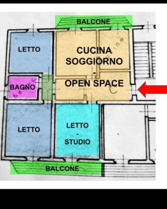Tre letto, cucina, soggiorno, bagno, box, cantina