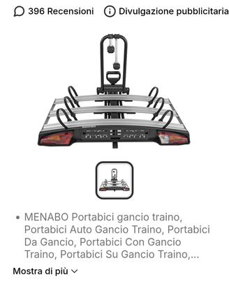 Portabici da gancio traino
