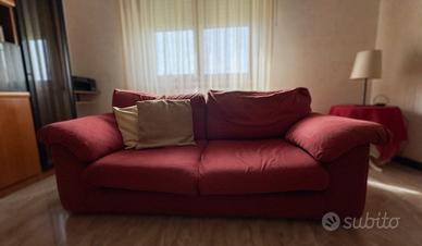 Divano 2 Posti Rosso Bordeaux Tessuto Salotto