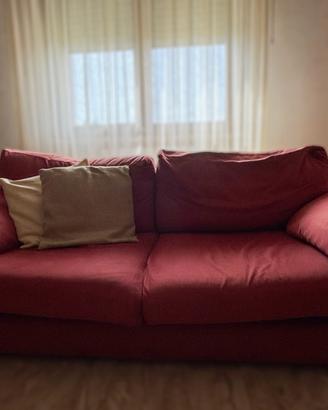 Divano 2 Posti Rosso Bordeaux Tessuto Salotto