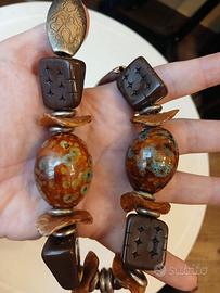 Collana vintage anni 70 con grandi perle fiammate