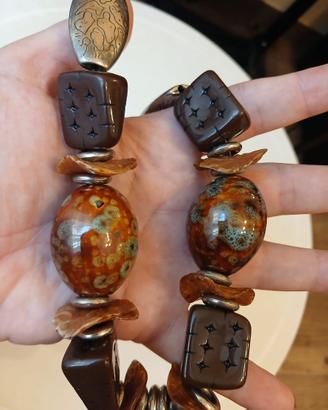 Collana vintage anni 70 con grandi perle fiammate