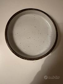 Piattino vintage in ceramica smaltata puntinata