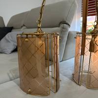 Coppia Lampadari in vetro ottone