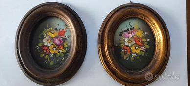 coppia quadretti ovali vintage