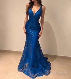 Abito lungo blu a sirena