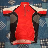 Maglia rossa manica corta con zip corta da ciclis