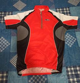 Maglia rossa manica corta con zip corta da ciclis