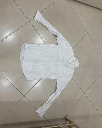 Camicia calvin klein in lino e cotone bianca