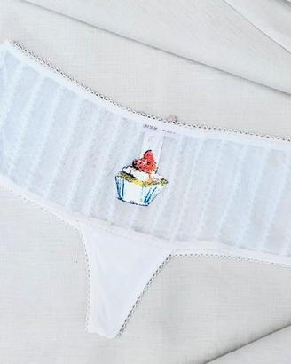 Coulotte Miss Sixty bianca nuova con cupcake