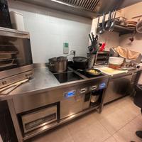 Piano induzione incassato su tavolo acciaio