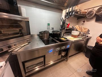 Piano induzione incassato su tavolo acciaio