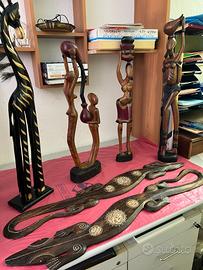 Lotto sculture etniche in legno – Artigianato deco