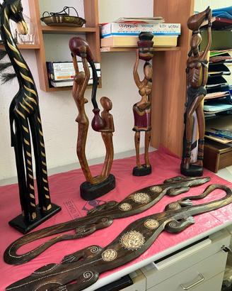 Lotto sculture etniche in legno – Artigianato deco