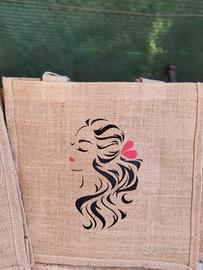 borse in juta manico lungo