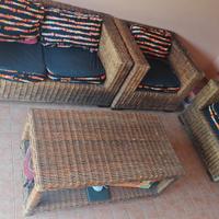 salotto in rattan natura naturale
